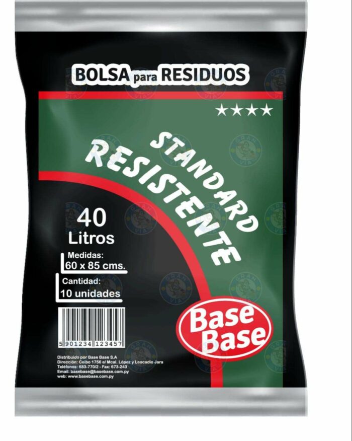 BOLSA PARA RESIDUOS ESTANDAR 40LTS 45X40CM