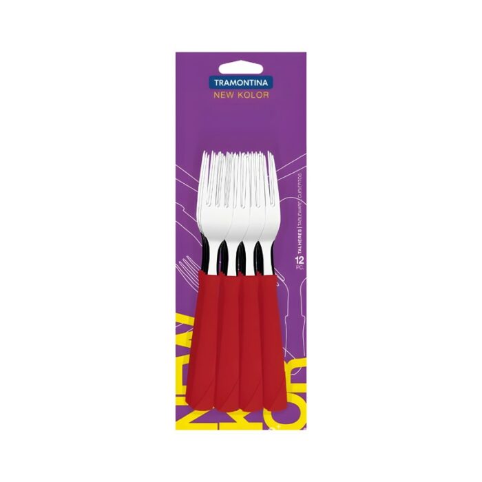 TENEDOR TRAMONTINA ROJO 12PCS