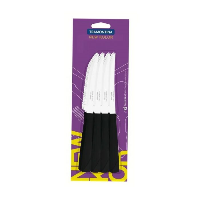 CUCHILLO TRAMONTINA NEW KOLOR NEGRO 12PCS