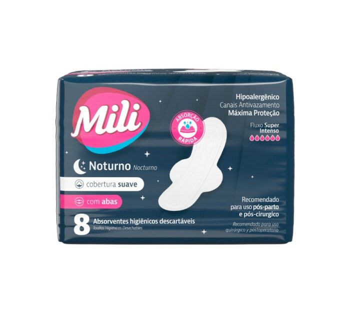 TOALLA FEMENINA MILI NOCTURNO ALAS SUAVE 8UND
