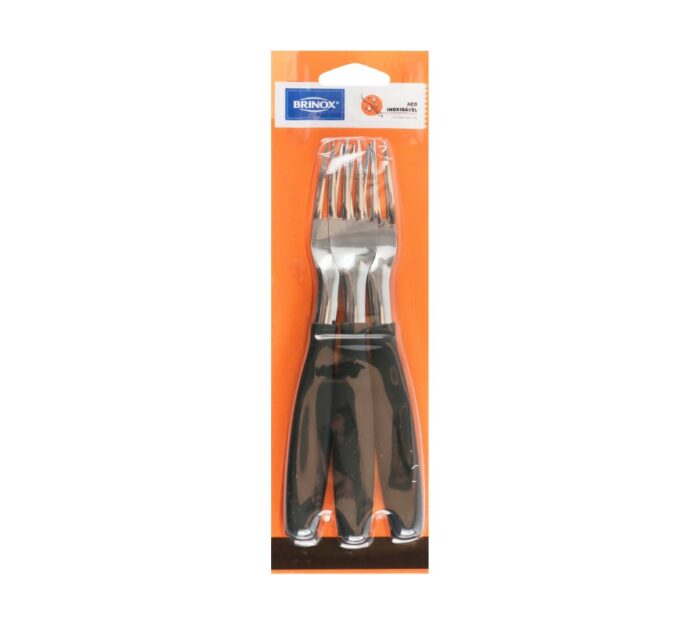 TENEDOR ACERO BRINOX NEGRO 3 UN