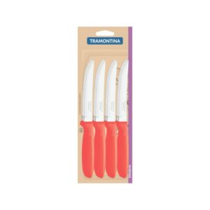 CUCHILLO P ASADO ROJO 12 UN TRAMONTINA