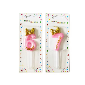 VELA P/ CUMPLEAÑOS ROSA C/ DORADO