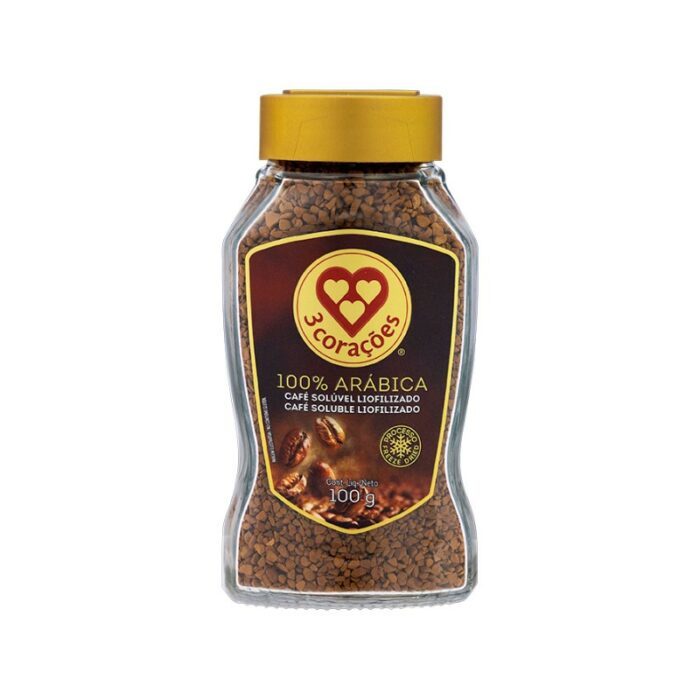 CAFE SOLUBLE 100% ARABICA 3CORAZONES VIDRIO 100GR