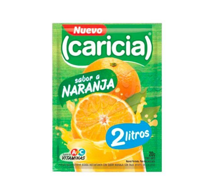 JUGO CARICIA SABOR NARANJA 20GR
