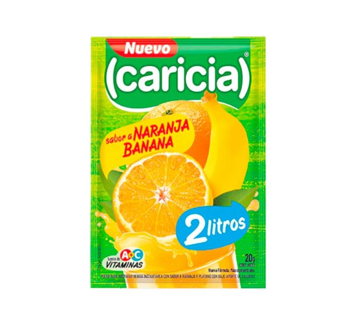 JUGO CARICIA SABOR NARANJA BANANA 20GR
