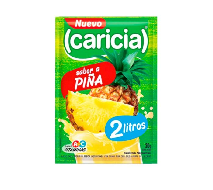 JUGO CARICIA SABOR PIÑA 2LT. SOBRE  20GR