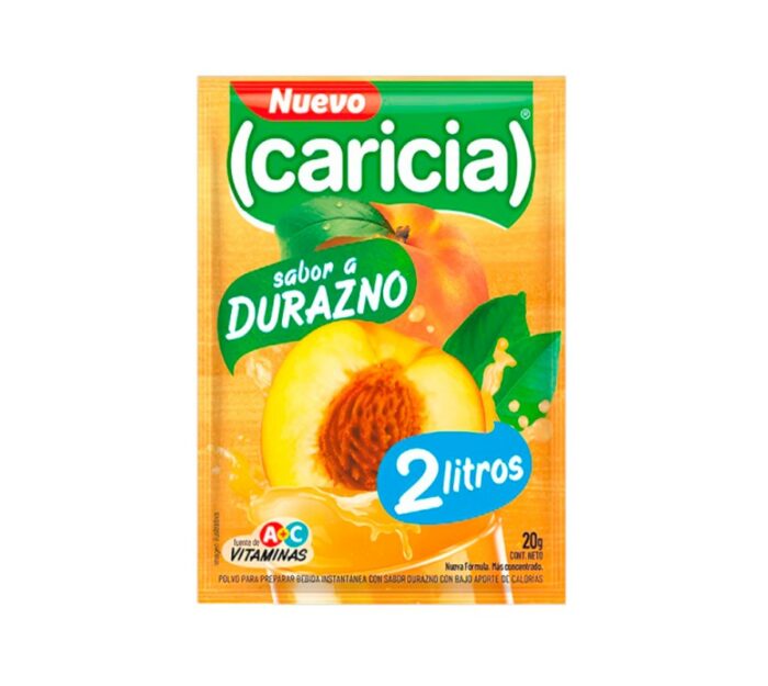 JUGO CARICIA SABOR DURAZNO 20GR