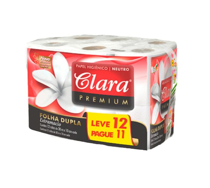 PAPEL HIGIENICO CLARA NEUTRO DOBLE HOJA 12X30M