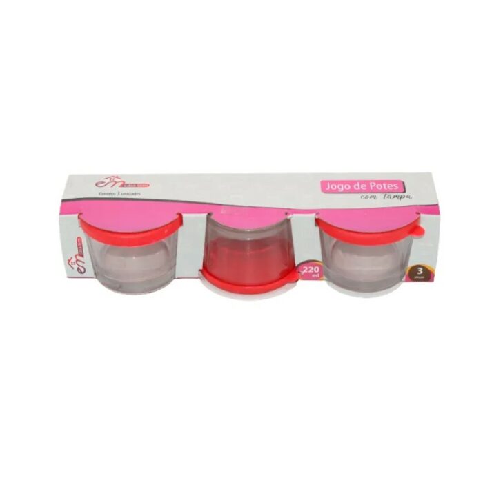 JUEGO DE RECIPIENTE CON TAPA 3PZS 200ML