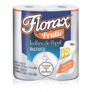 PAPEL TOALHA FLORAX 2 ROLLOS DE 55 HOJAS CADA
