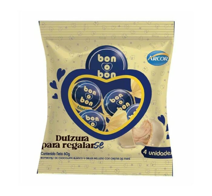 BOMBOM BLANCO PAQUETE BON O BON 4 UNIDADES 60GR