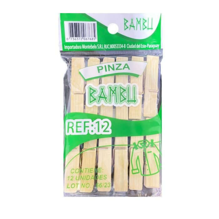 PINZA DE ROPA BAMBU 12 UNIDADES