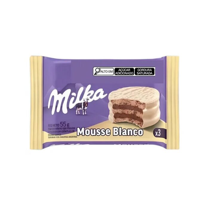 ALFAJOR MOUSSE CHOCOLATE BLANCO 3 PISOS MILKA 55GR