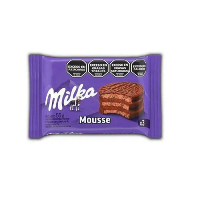 ALFAJOR MOUSSE CHOCOLATE NEGRO 3 PISOS MILKA 55GR