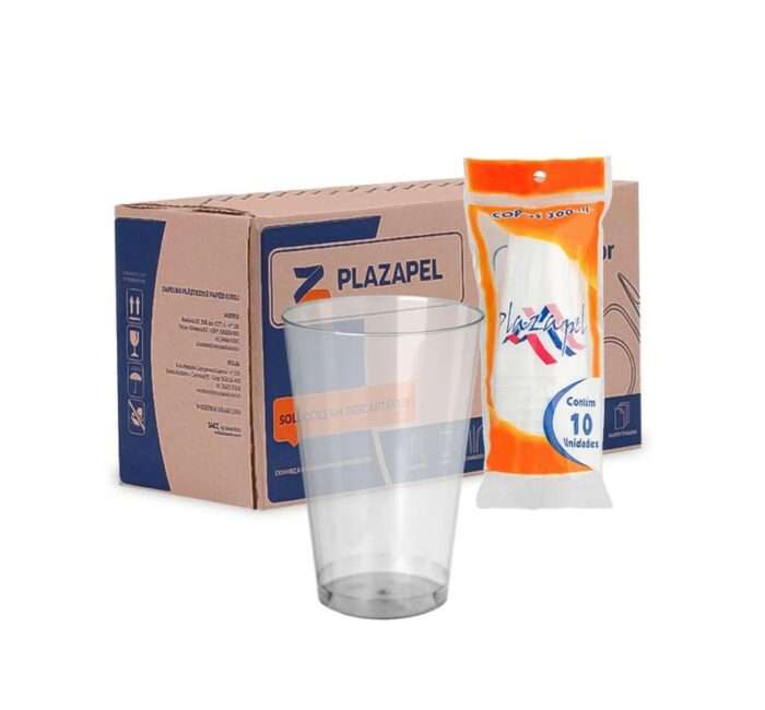 VASO ACRILICO PLAZAPEL TRANSPARENTE 300ML X 10UN