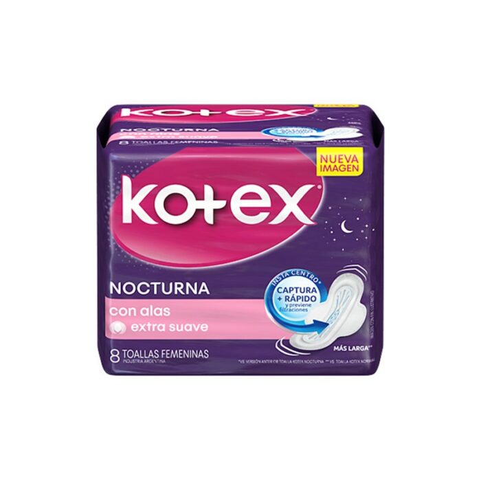 TOALLA FEMENINA KOTEX PURE NOCTURNO 8UN