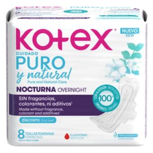 TOALLA FEMENINA KOTEX PURE NOCTURNO 8UN