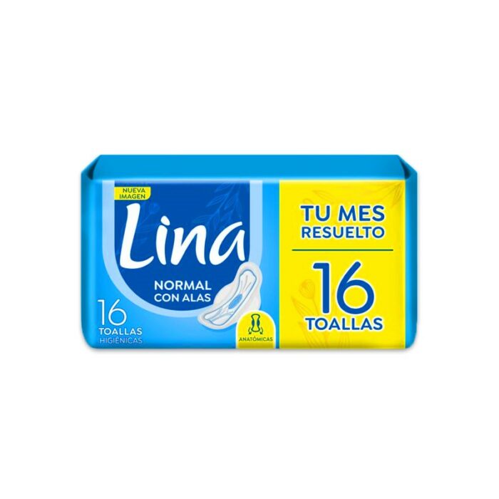 TOALLAS INTIMAS LINA CON ALAS ANATOMICAS 16UN