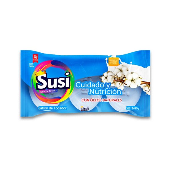 JABON DE OLOR SUSI FLORES DE ALGODON Y LECHE 3UND 80GR