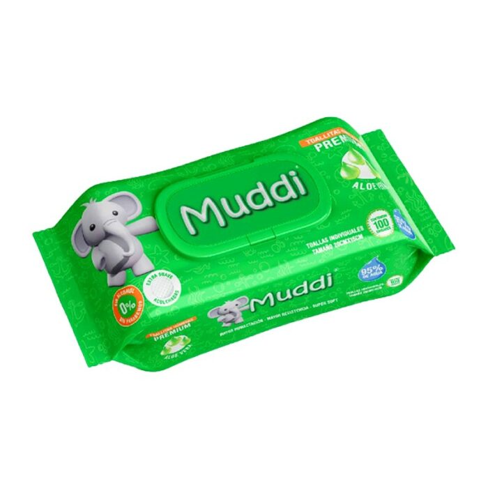 TOALLITAS HUMEDAS ALOE VERA MUDDI 100UND