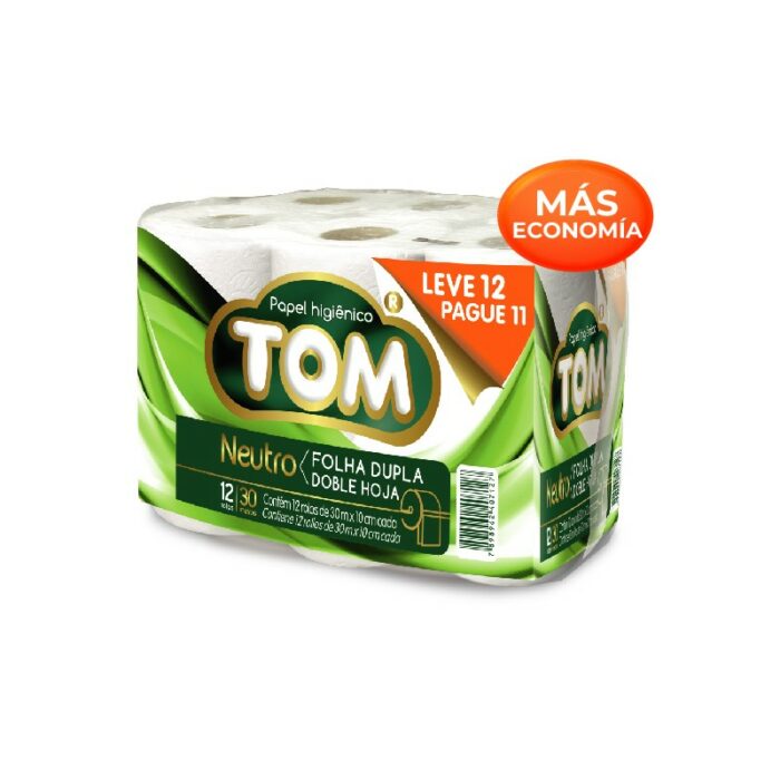 PAPEL HIG. TOM DOBLE HOJA 12 ROLOS