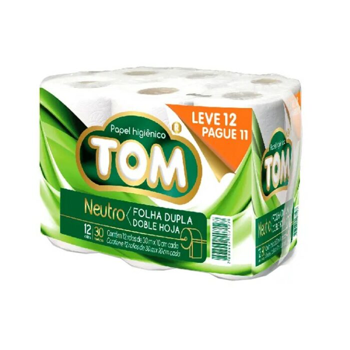 PAPEL HIG. TOM DOBLE HOJA 12 ROLOS