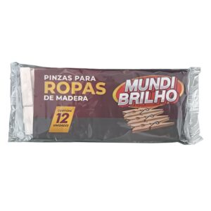 PINZA  DE MADERA P/ ROPAS MUNDI BRILLO 12UND