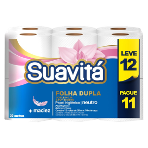PAPEL HIG. SUAVITA DOBLE HOJA NEUTRO 20CMX10CM 12 ROLLO