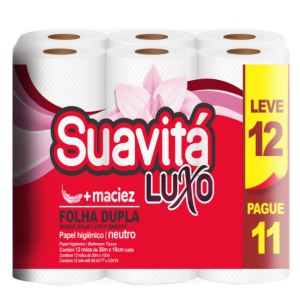 PAPEL HIG. SUAVITA DOBLE HOJA LUXO 30CMX10CM 12 ROLLO