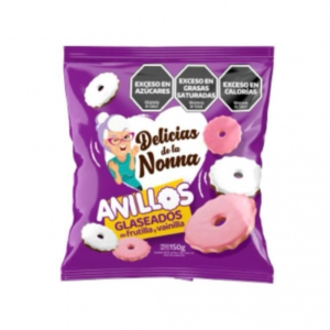 GALLETITAS DELICIA DE LA NONA ANILLOS GLASEADOS FRUTILLA Y VAINILLA 150GR